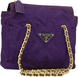 Prada Pre-owned Shoulder Bags, female, Purple, Size: ONE SIZE Pre-owned Vintage Nylon Shoulder Bag