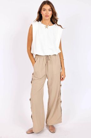 Sadie & Sage Natural Roots Button Pants In Khaki
