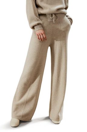 LilySilk Womens Fluid Cashmere SweatPants in Beige at Nordstrom, Size Medium