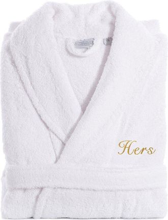 Linum Home Textiles Embroidered His/Hers Terry Bathrobe