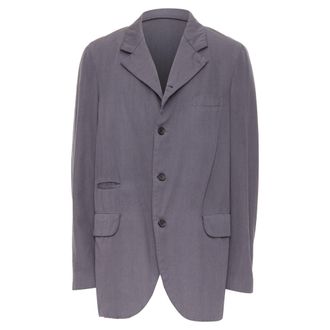 Comme Des Gar&ccedil;ons COMME DES GARCONS HOMME DEUX 2024 grey wool flap pockets long-line blazer XL