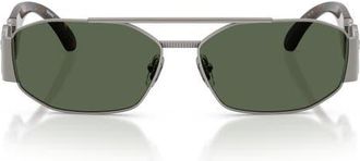 Versace 58mm Irregular Sunglasses in Gunmetal /Dark Green at Nordstrom