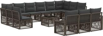 vidaXL Conjunto De Sof&aacute;s De Jard&iacute;n 14 Uds. Gris Rat&aacute;n Sint&eacute;tico Vidaxl