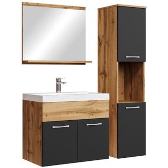 Badplaats Conjunto De Muebles De Ba&ntilde;o Montreal 60 X 35 Cm - Roble Con Negr