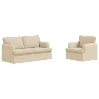 vidaXL Juego De Sof&aacute; 2 Uds. Crema Tela Vidaxl
