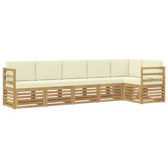 vidaXL Conjunto De Sof&aacute; Seccional Con Coj&iacute;n 6 Pcs Blanco Y Crema Vidaxl