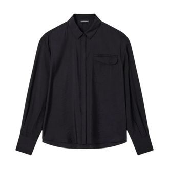 Emporio Armani Shirts, female, Black, Size: L Tecno Rayon Shirt