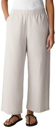 Eileen Fisher Check Print Wide Leg Ankle Pants in Chalk at Nordstrom, Size X-Small