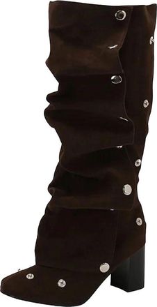 Generic Womens Knee High Boots Pleated Design Long Heel Casual Vintage Style Booties