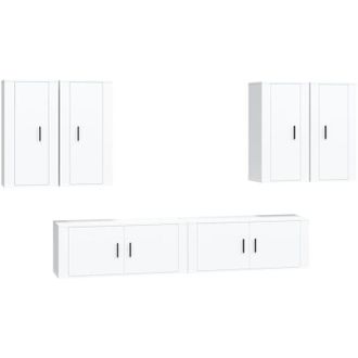 vidaXL Vidaxl - Set De Muebles Para Tv 6 Piezas Madera Contrachapada Blanco