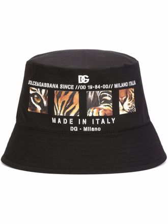 Dolce & Gabbana logo-print bucket hat - men - Cotton/Spandex/Elastane - 57 - Black