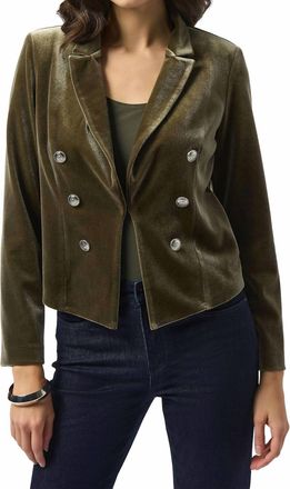 Joseph Ribkoff Velvet Knit Blazer In Khaki