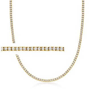 Ross-Simons Diamond Tennis Necklace in 18kt Gold Over Sterling