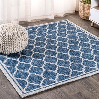 Jonathan Y Designs Trebol Moroccan Trellis Textured Weave Indoor/Outdoor Square Area Rug