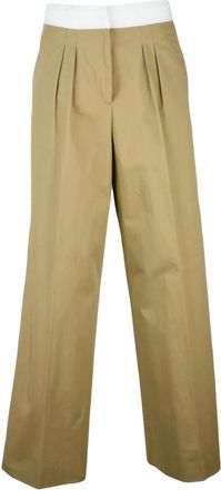 Officine G&eacute;n&eacute;rale Classico Broeken - Dames - Wijde Broeken - Beige - S - Katoen - Broeken