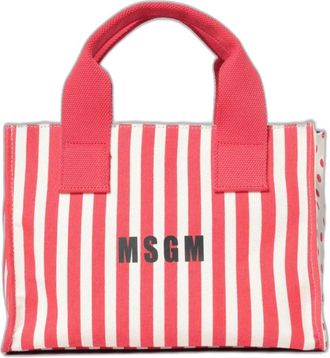 Msgm Borsa Tote a Righe - - Bags - unisex - Rosso - ONE SIZE