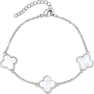 Adornia Adornia White Clover Station Bracelet