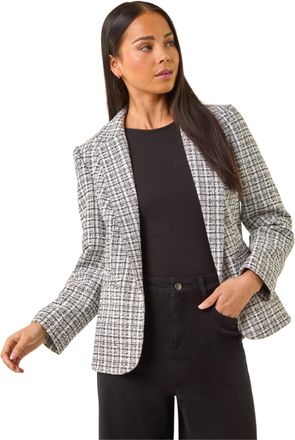 Roman Womens Petite Boucle Revere Collar Blazer - White - Size 16 UK