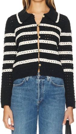 Line & Dot Let Me Be Cardigan In Black & Ivory