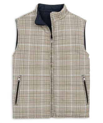 Scott Barber Mens Reversible Houndstooth Vest In Khaki