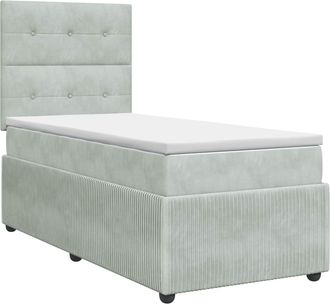 vidaXL Cama Box Spring Con Colch&oacute;n Gris Claro 100 X 200 Cm Terciopelo Vidaxl