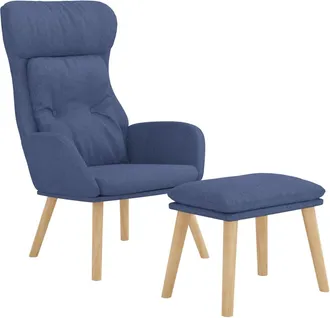 vidaXL Sill&oacute;n De Relax Con Taburete Tela Azul Vidaxl