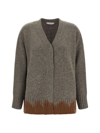 Tela Relaxed Fit Deep V-Neck Cardigan with Dip-Dye Finish