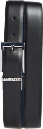 Ted Baker Reversible Leather Belt in Black/Navy at Nordstrom Rack, Size 32