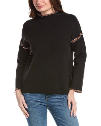 T Tahari Novelty Embroidery Stitch Pullover
