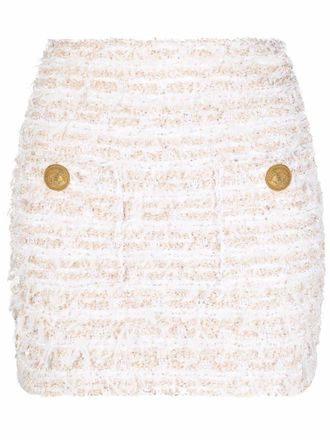 Balmain Tweed mini-rok - Wit