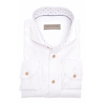 John Miller Heren, Overhemden, Wit, Maat: M Katoen