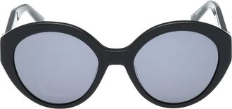 Abercrombie & Fitch 54mm Round Sunglasses in Shiny Black /Smoke at Nordstrom