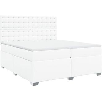 vidaXL Cama Box Spring Con Colch&oacute;n Cuero Sint&eacute;tico Blanco 200x200 Cm Vidaxl