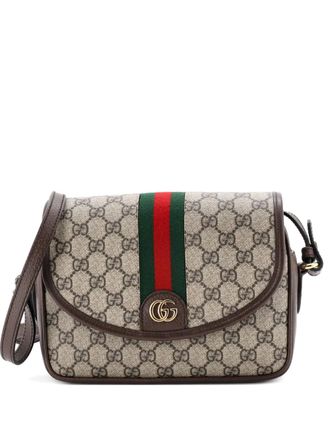 Gucci Ophidia Flap Shoulder Bag GG Coated Canvas with Leather Small crossbody bag - Brown