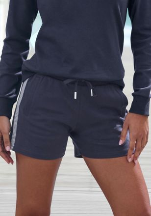 H.I.S Shorts H.I.S, Damen, Gr. 32/34, N-Gr, blau (marine), Interlock, Obermaterial: 60% Baumwolle, 40% Polyester, unifarben, Basic, bequem kurz, Hosen Short