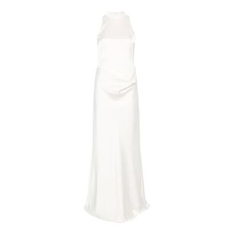 Rotate ROTATE Birger Christensen, Gowns, female, White, Size: XS High-neck Satin Dress