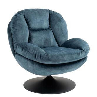 Mathi Design Sill&oacute;n giratorio de terciopelo azul