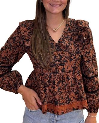Lost + Wander Lady Of Siena Top In Brown Floral