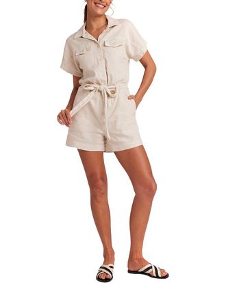 Bella Dahl Searose Rolled Sleeve Linen-Blend Romper