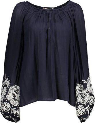 Kocca Geborduurde Blouse - Dames - Blouses - Blauw - XS - Overhemden