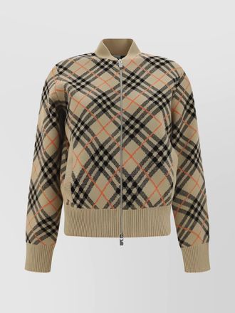 Burberry check pattern v-neck cardigan jacket