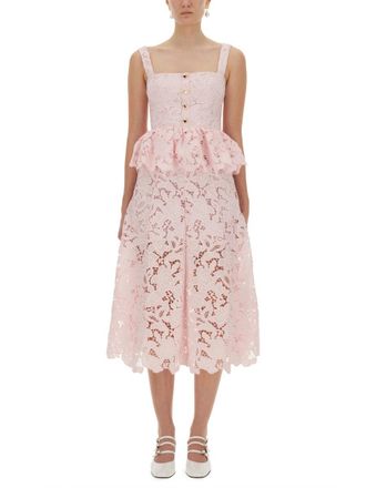 Self Portrait Lace Midi Peplum Dress-Donna