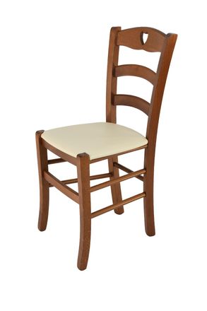 Tommychairs Tommychairs Silla Cuore En Haya Color Nuez Claro, Asiento Polipiel Marfil