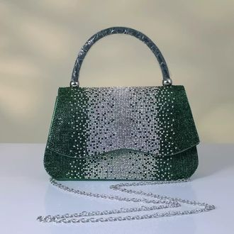 Generic Womens Rhinestone Evening Shoulder Bag, Sparkly Crystal Clutch Handbag with Chain Strap for Night Out (Green)