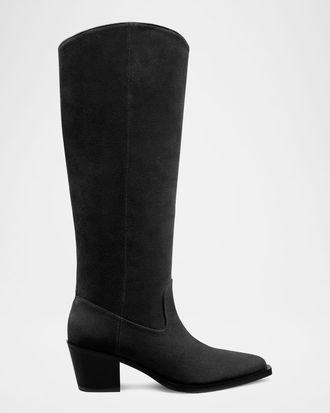 Stuart Weitzman Tate Knee-High Pointed Suede Boots