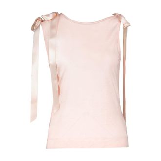 Simone Rocha Womens Bow Ribbon-Tail Tank Top Pink Synthetic Tops