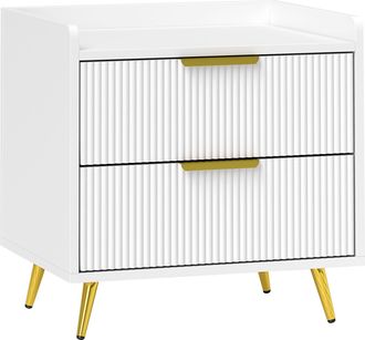 HOMCOM Bedside Table with 2 Drawers for Bedroom - Living Room - Black | TJ Hughes White