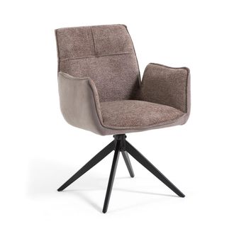 Siediti Fuori e Dentro Set de 2 sillones de terciopelo taupe con patas met&aacute;licas giratorias