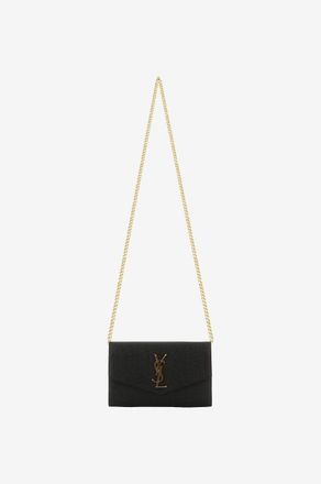Saint Laurent Brieftasche aus texturiertem Leder mit Kettengurt Uptown