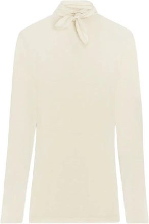 Christophe Lemaire Truien & Vesten, Dames, Wit, XS, Parelwitte top met patches